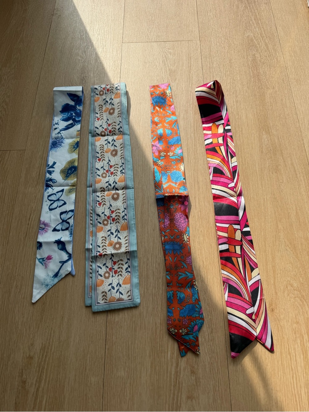 Silk Twilly Scarf Collection - Pink, Orange, Blue, Floral